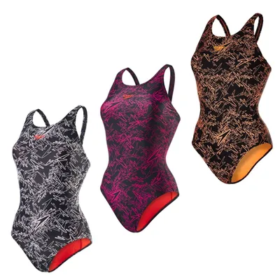 Produktbild von Speedo Boom Allover Muscleback, Einteilige Bademode, Tank, Erwachsener, Schwarz, Orange, Muster, Weiblich