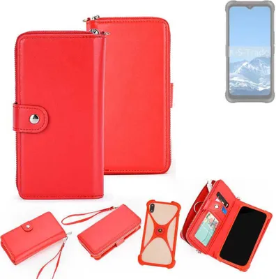 Produktbild von K-S-Trade 2in1 Schutzhülle Portemonnee Handyhülle mit Bumper kompatibel mit AGM Glory Pro Hülle Case Etui Geldbörse Smartphone rot (1x)