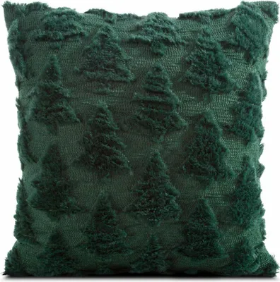 Imagen del producto de EUROFIRANY | Funda de cojín navideña para sofá - Decoración navideña - 45 x 45 cm - verde - Funda de cojín - Navidad