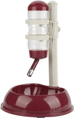Produktbild von Automatischer Wasserspender + Futternapf für Haustiere, höhenverstellbarer Kunststoffnapf für Hunde und Katzen (Braun)