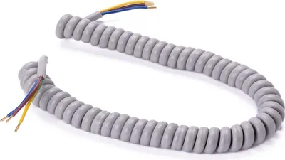 Produktbild von Spiralkabel 3 adrig PVC Kabel für Lampen Leuchte, Spiralleitung, Spiral-Verlängerung, Elektrokabel, Leuchtenkabel, Lampenkabel, 45-160cm, Grau