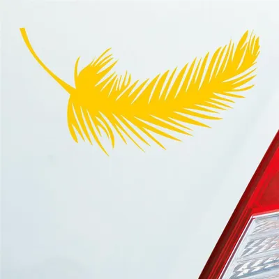Produktbild von Auto Aufkleber Feder Federn Tuning Deko Vintage 10x5,5 cm Gelb Sticker Heckscheibenaufkleber