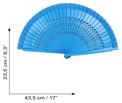 Produktbild von Fächer - Wedel - faltbarer Fächer - Handfächer - einfarbig - groß - Delfin - blau-hellblau