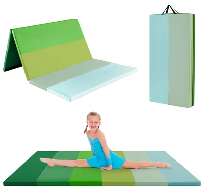 Image de Tapis de gymnastique pliable, 180 x 120 cm, vert, mousse PU