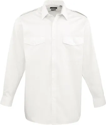 Immagine prodotto di Premier - Camicia pilota da uomo a maniche lunghe PC6720 (37,5 cm) (Bianco)