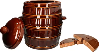 Immagine prodotto di KOTARBAU® Pentola in terracotta con coperchio Pietra di pesatura Pentola per crauti 25 litri