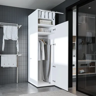 Image de Roomart  • Armoire haute DORA, 60 cm de large  • Blanc  • Chêne blanc • Chêne • Chêne anthracite