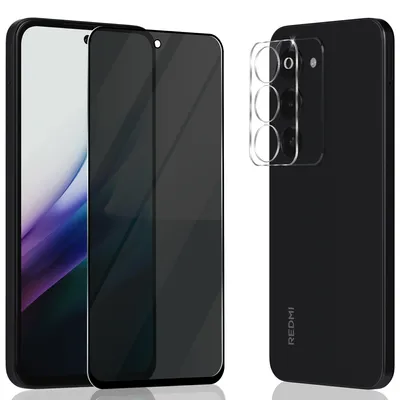 Produktbild von 1-Pack Xiaomi Redmi 15 Privacy Displayschutzfolie & 1-Pack Kameraschutz - Gehärtetes Glas 9H - Super Qualität 3D