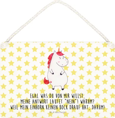 Produktbild von Mr. & Mrs. Panda holzbild Einhorn Wut DIN A5 - Weiß - Geschenk, Spaß, Unicorn, Schild, Türschild, Dekoschild, Einhörner, wandtafel, Arbeit, Wandbild Holz, Holzschild