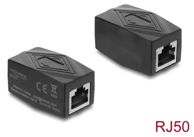 Obrázok produktu pre Adaptér RJ50, zásuvka na zásuvku, tienený, čierny