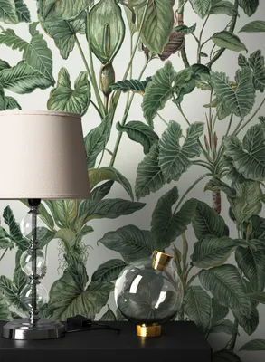 Produktbild von NEWROOM Tapete Grün Vliestapete Blumen -  Floral Weiß  Blätter  Dschungeltapete Modern Palmenblätter