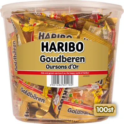 Produktbild von Haribo Goldbären Minis, Geleebohne, 1 kg, Mehrfarbig, 1459 kJ, 343 kcal, 77 g