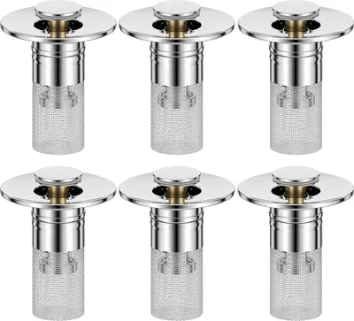 Produktbild von 3/6 Stück Pop-up-Abflussfilter für Waschbecken, Badezimmer, Waschbeckenstöpsel, Edelstahl-Filterkorb, Haarfänger, Anti-Blockier-Siebkorb