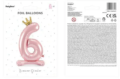 Produktbild von Folien-Standballon Zahl "6", 84 cm, hellrosa