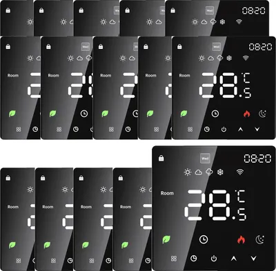 Obrázok produktu pre 15X digitálny LCD izbový termostat, nástenný termostat na zapustenie, pre podlahové kúrenie a ohrev teplej vody/bojler s funkciou týždenného programovania, čierny
