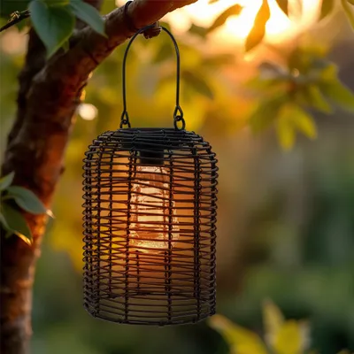 Produktbild von 3.07 Solarlampe mit Glühbirne zum hängen oder stellen - ca. 20 cm - Garten Deko Lampe in schwarz (klein)