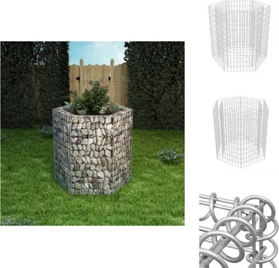 Produktbild von vidaXL Sechseckiges Gabionen-Hochbeet 100×90×100 cm -  Blumentöpfe & Pflanzgefäße