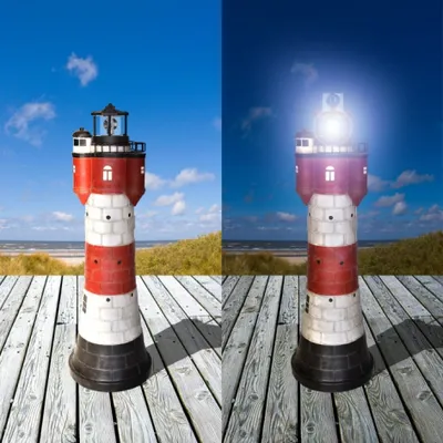 Produktbild von Solar Leuchtturm Roter Sand XXL mit rotierendem LED Reflektor 108 cm