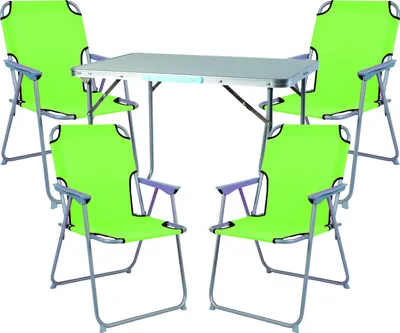 Produktbild von 5-teiliges Campingmöbel Set Alu L70xB50xH59cm lime-grün