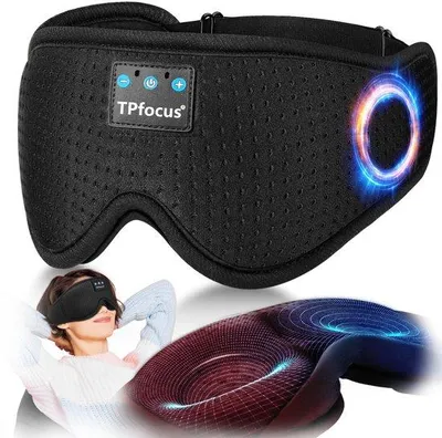 Productafbeelding van Draadloze slaapmasker met Bluetooth, ASMR-functionaliteit, ultra zacht materiaal, 3D zwart
