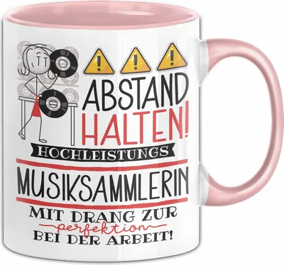 Produktbild von Musiksammlerin Tasse Geschenk Lustig Abstand Halten Hochleistungs-Musiksammlerin Mit Drang Zur Perfektion Bei Der Arbeit (Rosa)