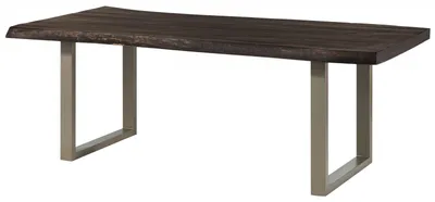 Immagine prodotto di MASSIVMOEBEL24 | FREEFORM 5 tavolo da pranzo in legno di mango - verniciato grigio / gambe in ferro U argento matt 200x100