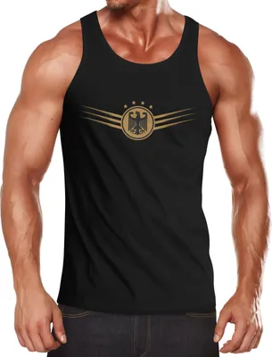 Produktbild von Herren Tanktop Deutschland Fußball EM-Shirt 2021 Fußballeuropameisterschaft Deutschlandshirt mit Bundesadler Moonworks® schwarz S