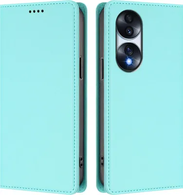 Image de Housse de téléphone portable pour Honor 70 Pro, Cuir synthétique à rabat antichoc Housse magnétique avec support Turquoise