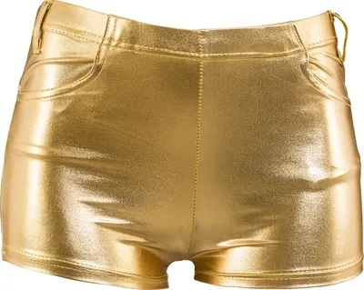 Produktbild von Hot Pants y Shorts gold Damen Disco 80er Jahre Rocker Karneval Kostüm L/XL