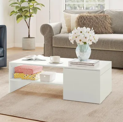 Produktbild von Kaffeetisch, Verstellbarer Couchtisch, Metallschienen,Wohnzimmertisch