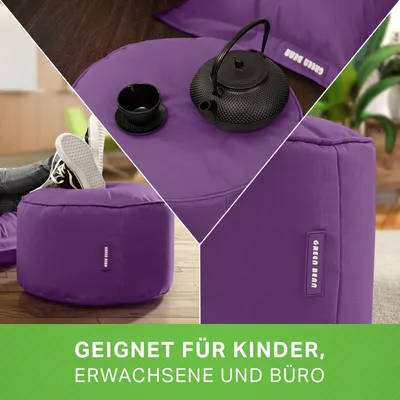 Produktbild von Green Bean® Sitzsack-Hocker "Stay" 45x25cm mit EPS-Perlen Füllung - Fußhocker Sitz-Pouf für Sitzsäcke - Fußablage Sitzkissen Sitzhocker Lila