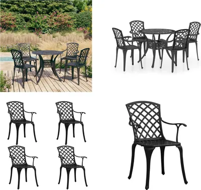 Image de vidaXL 5 pcs. Ensemble bistro en fonte d'aluminium noir - Ensemble bistro - Ensembles bistro - Ensembles bistro - Ensembles bistro - Ensembles bistro