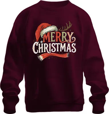 Immagine prodotto di MERRY CHRISTMAS Cappello di Natale Renna Vintage Retro Natale Felpa Unisex Pullover, Borgogna, L