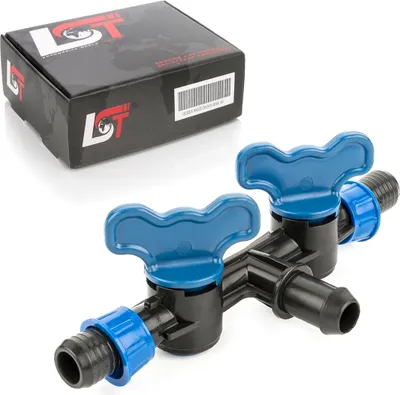 Produktbild von Doppel Absperrhahn Bewässerungssystem T-Stück Schlauchkupplung Ø 17x16x17 mm