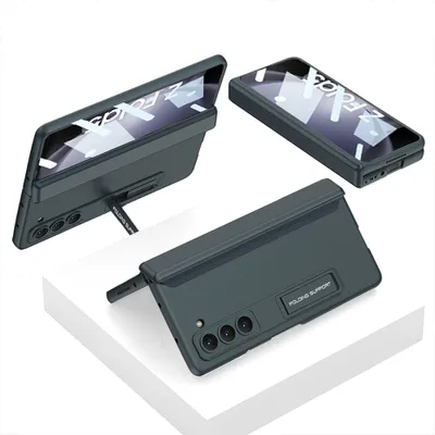 Obrázek produktu pro Pouzdro na Samsung Galaxy Z Fold 5, Magnetické ochranou pantu, All-Inclusive kryt s ochranou displeje a stojánkem světle zelené