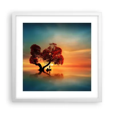 Produktbild von Gerahmtes Poster - Weißer Rahmen - See Natur Nacht - 40x40 cm - Wand Bild - Wanddeko - Wandbilder - Kunstposter - Wandposter - Bilderrahmen - Bilder - Kunstdruck - Wandbild - P2WAC40x40-3458