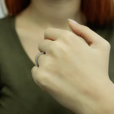 Produktbild von 0,46 Carat Diamant halbrund Memoire Ring 14 Karat Weißgold - 52 (16,50 mm)