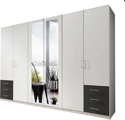 Produktbild von Kleiderschrank Fuegen Schlafzimmerschrank mit Spiegel Ausführung wählbarweiß / graphit