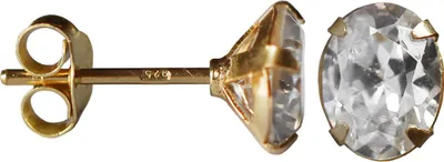 Produktbild von Silber Ohrstecker vergoldet mit ovalem Zirkonia