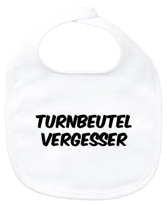 Produktbild von Huuraa Baby Lätzchen Turnbeutelvergesser Schriftzug White Klettverschluss  Baumwolle Latz Geschenkidee