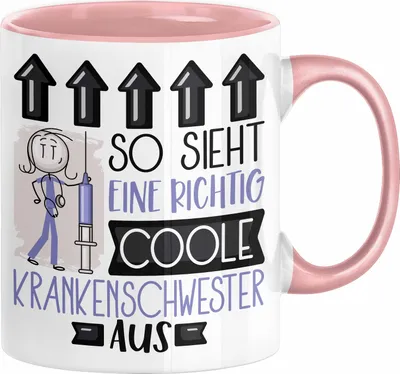 Produktbild von Krankenschwester Geschenk Tasse Lustig Geschenkidee für Krankenschwester Geburtstag So Sieht Eine Richtig Coole Krankenschwester Aus Frauen Spruch (Rosa)
