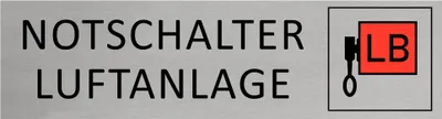 Produktbild von CombiCraft Aluminium Türschild Notschalter Luftanlage 165x45mm mit 3M-Tape zur Befestigung, einfache Kennzeichnung von Räumen und Bereichen