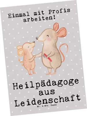 Produktbild von Mr. & Mrs. Panda Postkarte Heilpädagoge Leidenschaft - Grau Pastell - Geschenk, Grußkarte, Heilpädagogik, Ansichtskarten, Postkarten, Spruch, Ausbildung, Witzig, Lustig