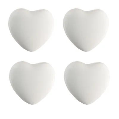 Image de Clayre & Eef Bouton de porte Lot de 4 Coeur Ø 4 cm Blanc Céramique