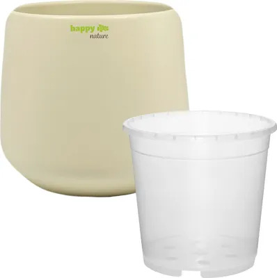 Produktbild von Set 2-teilig Keramik Blumentopf Sylt panna + Orchideen Kulturtopf Ø 17,2 cm H 18 cm