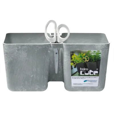 Obrázok produktu pre Prosperplast Kvetináč Na Bylinky Twins Cube 24X11X12Cm, Sivý Betón