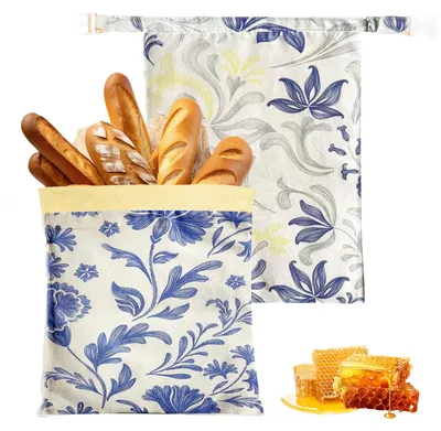 Produktbild von 2 Stück Wiederverwendbare Bienenwachs Brotbeutel, Wiederverwendbare Bienenwachs-Brotbeutels, Wiederverwendbare Brotbeutel Leinen, Brotbeutels Aufbewahrung Frischhalten Für Brot Und n