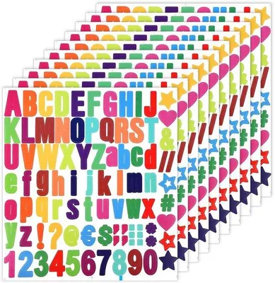 Produktbild von Alphabet Sticker Set, Vinyl, 10 Blätter, Buchstaben und Zahlen für Künstlerische Dekoration, Mailbox, Schule