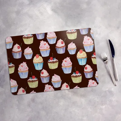 Produktbild von Tischset 6x45x30 cm Platzset Tischmatte Platzmatte Untersetzer - Platzset Platzdeckchen Platzmatte  Süßigkeiten KuchenCupcake