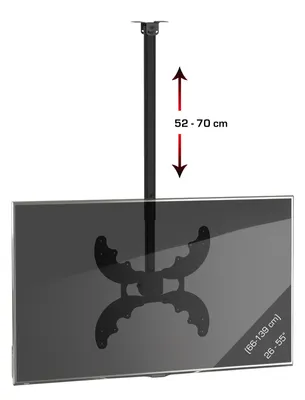 Immagine prodotto di Montaggio universale a soffitto TV per 26-55 pollici fino a 40 kg | fino a VESA fino a 400x400 | 52-70 cm regolabile in altezza | Staffa TV 360 gradi girevole e 15 gradi inclinabile | Supporto TV - B-DX 400